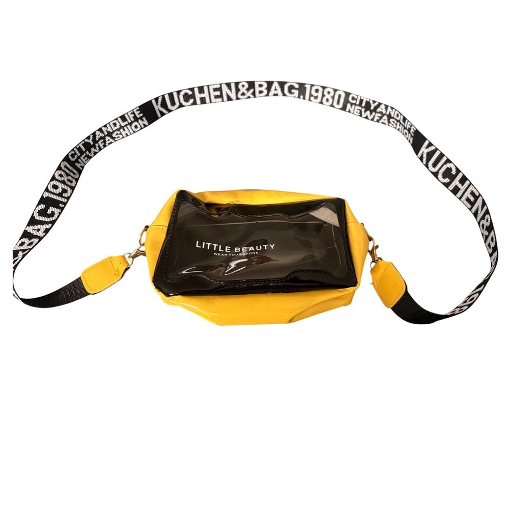 Kuchen & Bag ladies crosbody yellow and clear with black shoulder strap